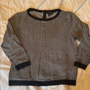 Ann Taylor Black and White Striped Sweater